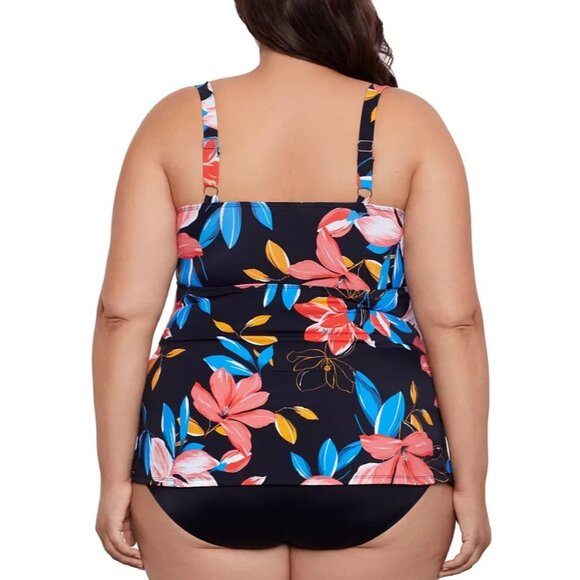 Swim Solutions Plus Size Tiered Floral One Piece Swimsuit 20W MSRP $122 - Picture 3 of 3